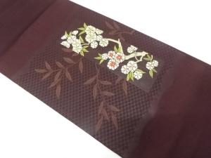 桜に枝葉模様織り出し　袋帯